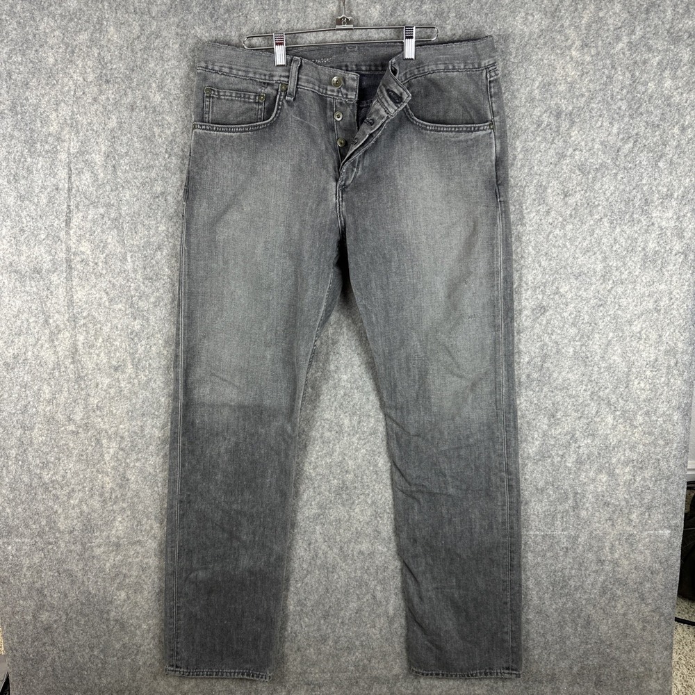 Rag & Bone Jeans Men 36x34 Gray Cotton RB 15X Slim Straight Button Fly Dark Iron